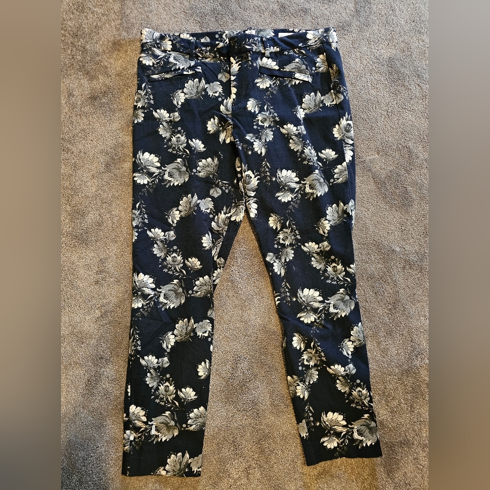 Gap floral stretch skinny ankle pants